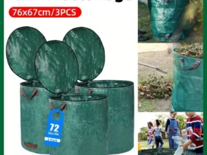 Green Garden Waste Bags with Lids 76 x 67 cm - 3 Pieces