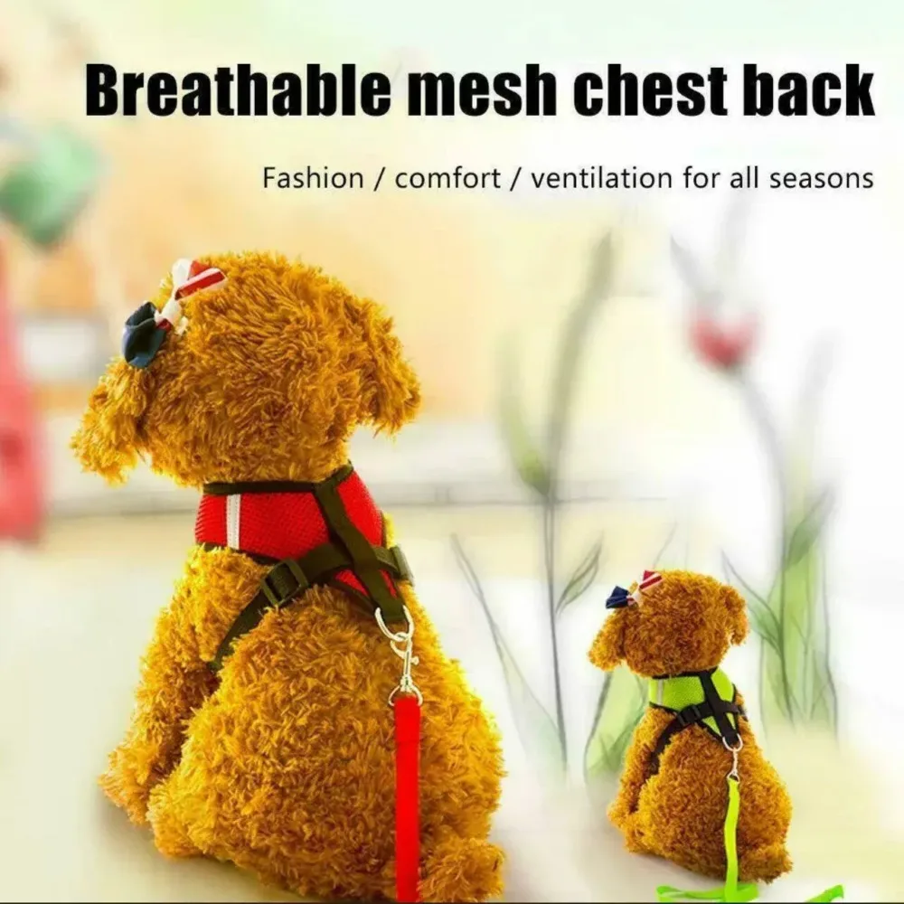 M Size Pet Dog Cat Puppy Soft Leash VEST Mesh Breathe Adjustable Harness Braces