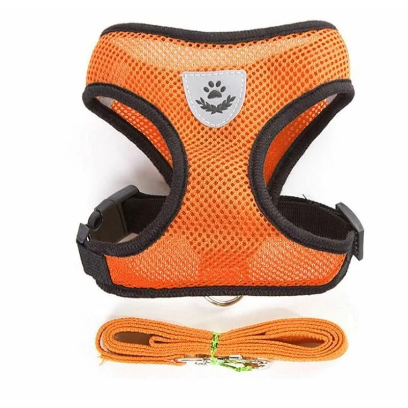 M Size Pet Dog Cat Puppy Soft Leash VEST Mesh Breathe Adjustable Harness Braces