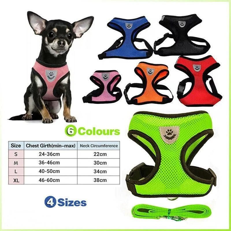 M Size Pet Dog Cat Puppy Soft Leash VEST Mesh Breathe Adjustable Harness Braces