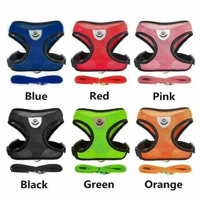M Size Pet Dog Cat Puppy Soft Leash VEST Mesh Breathe Adjustable Harness Braces