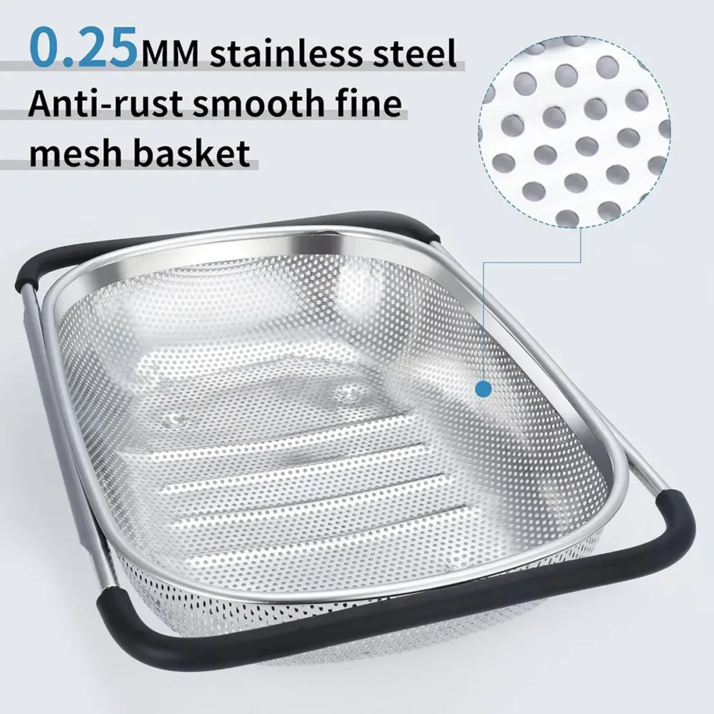 Stainless Steel Sink Basket Vegetable Washer Drain Rack Kitchen Storage Holder