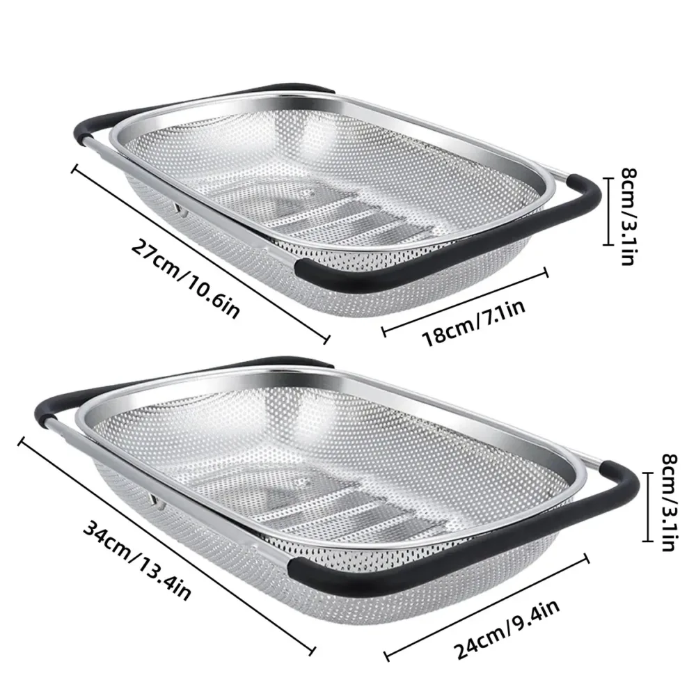 Stainless Steel Sink Basket Vegetable Washer Drain Rack Kitchen Storage Holder