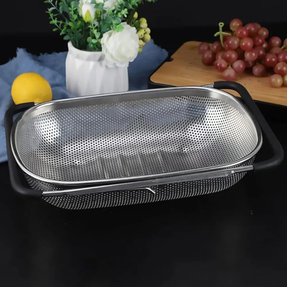 Stainless Steel Sink Basket Vegetable Washer Drain Rack Kitchen Storage Holder