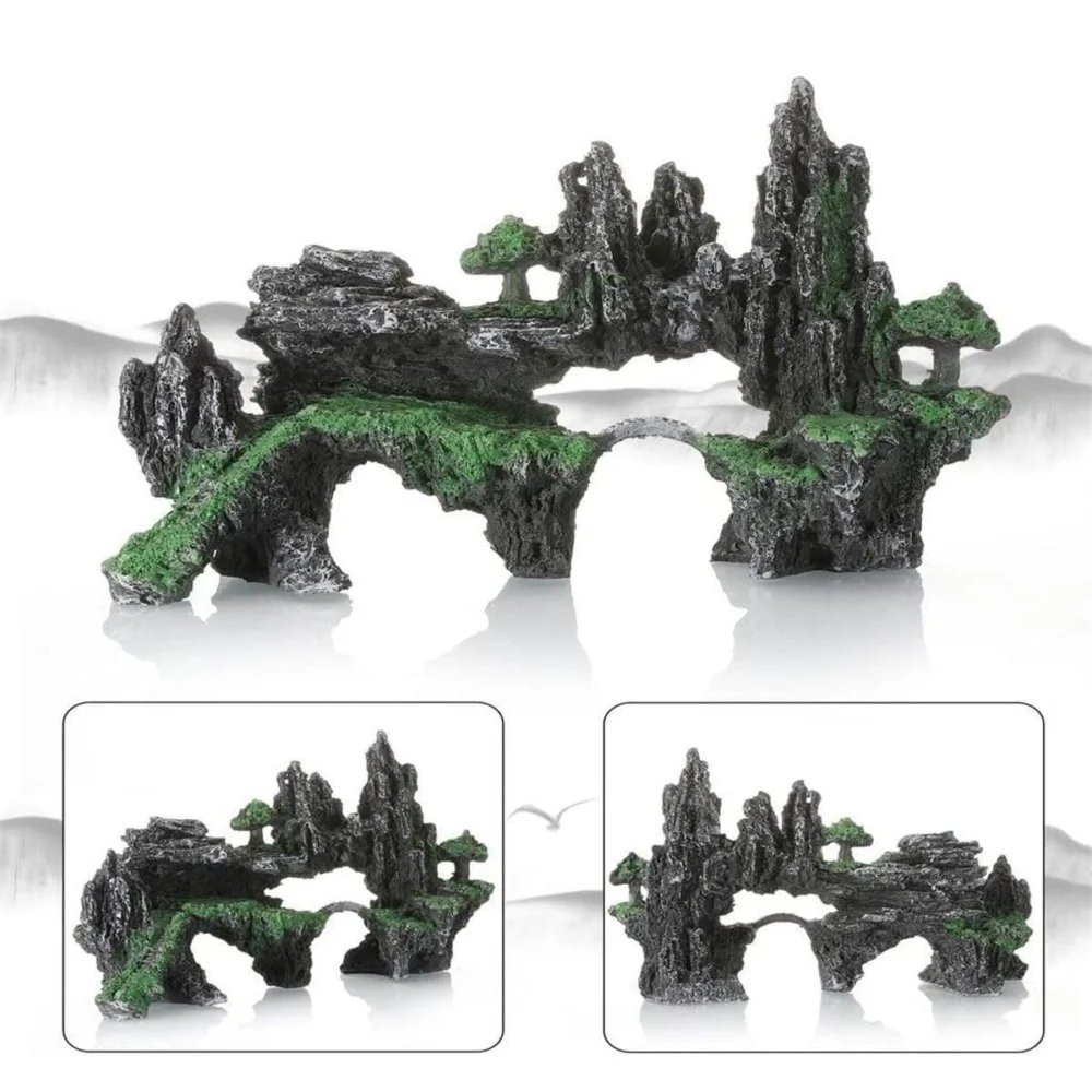 Aquarium Decoration Rock Cave Stone Ornament Fish Tank Mountain View Decor