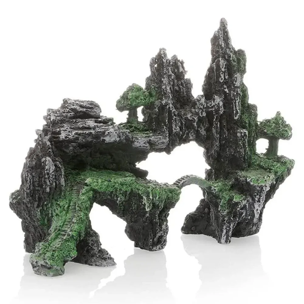 Aquarium Decoration Rock Cave Stone Ornament Fish Tank Mountain View Decor