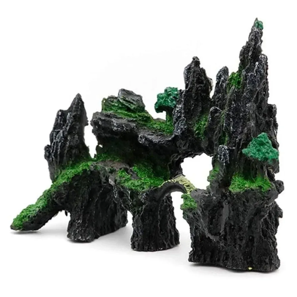 Aquarium Decoration Rock Cave Stone Ornament Fish Tank Mountain View Decor