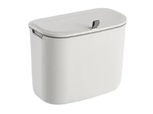 Wall Mounted Hanging Wastebasket w/ Sliding Lid for Kitchen & Bathroom Use - 7L