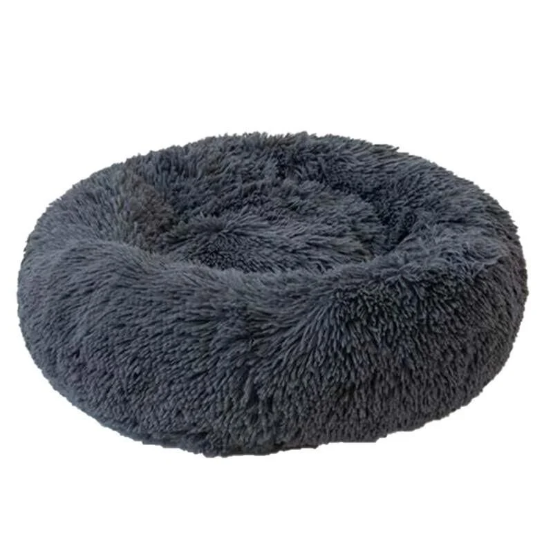 L-70CM Dog Cat Pet Calming Bed Washable ZIPPER Cover Warm Soft Plush Round