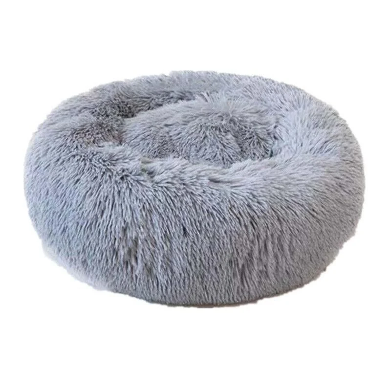 L-70CM Dog Cat Pet Calming Bed Washable ZIPPER Cover Warm Soft Plush Round