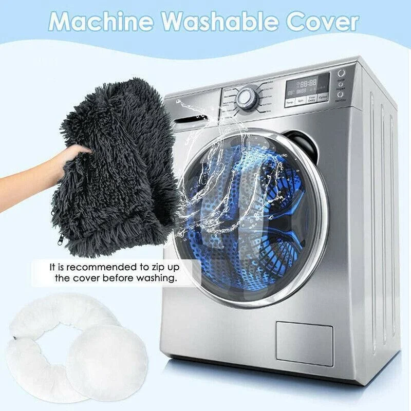 L-70CM Dog Cat Pet Calming Bed Washable ZIPPER Cover Warm Soft Plush Round