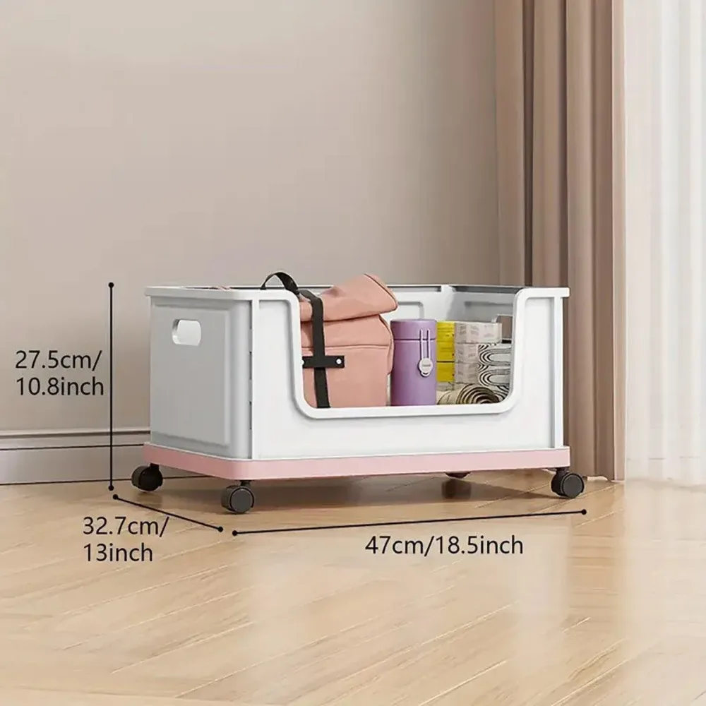 Under Desk Book Storage Box w/ Wheels Movable Classroom Student Organiser Rack
