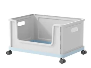 Under Desk Book Storage Box w/ Wheels Movable Classroom Student Organiser Rack