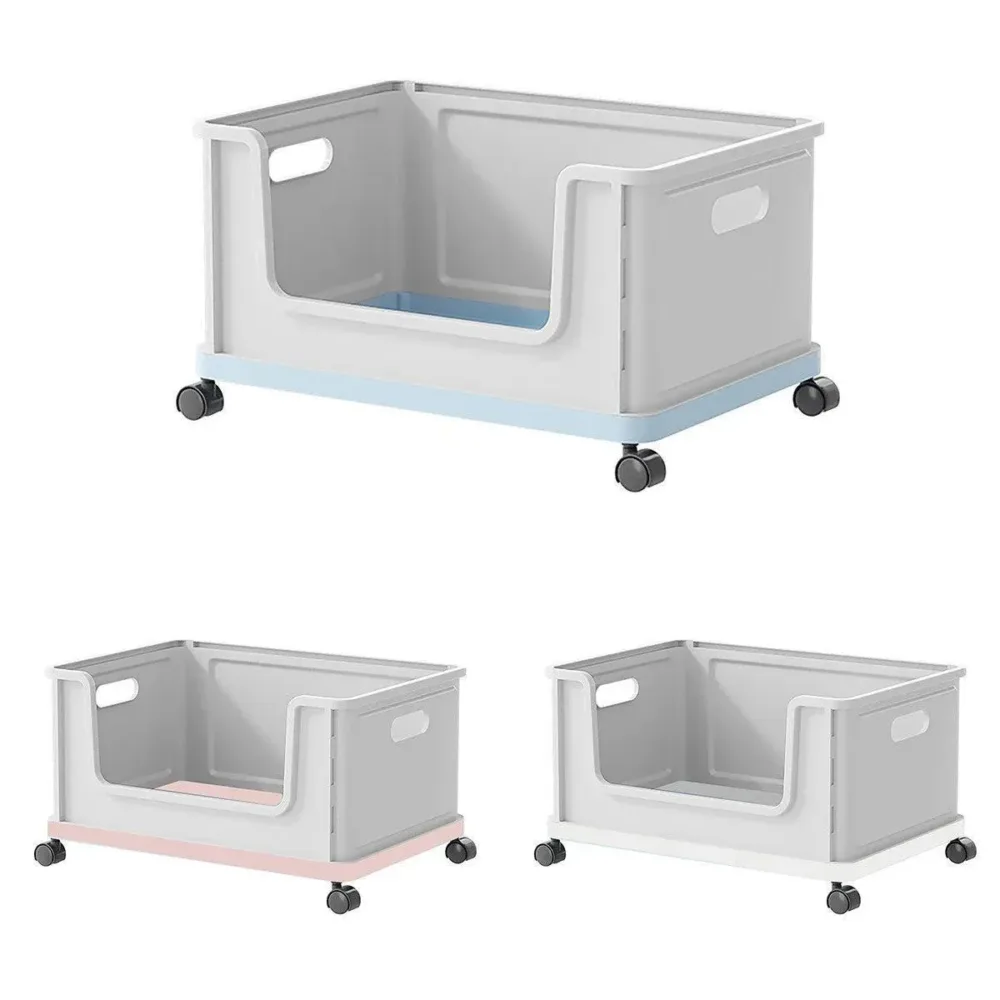 Under Desk Book Storage Box w/ Wheels Movable Classroom Student Organiser Rack