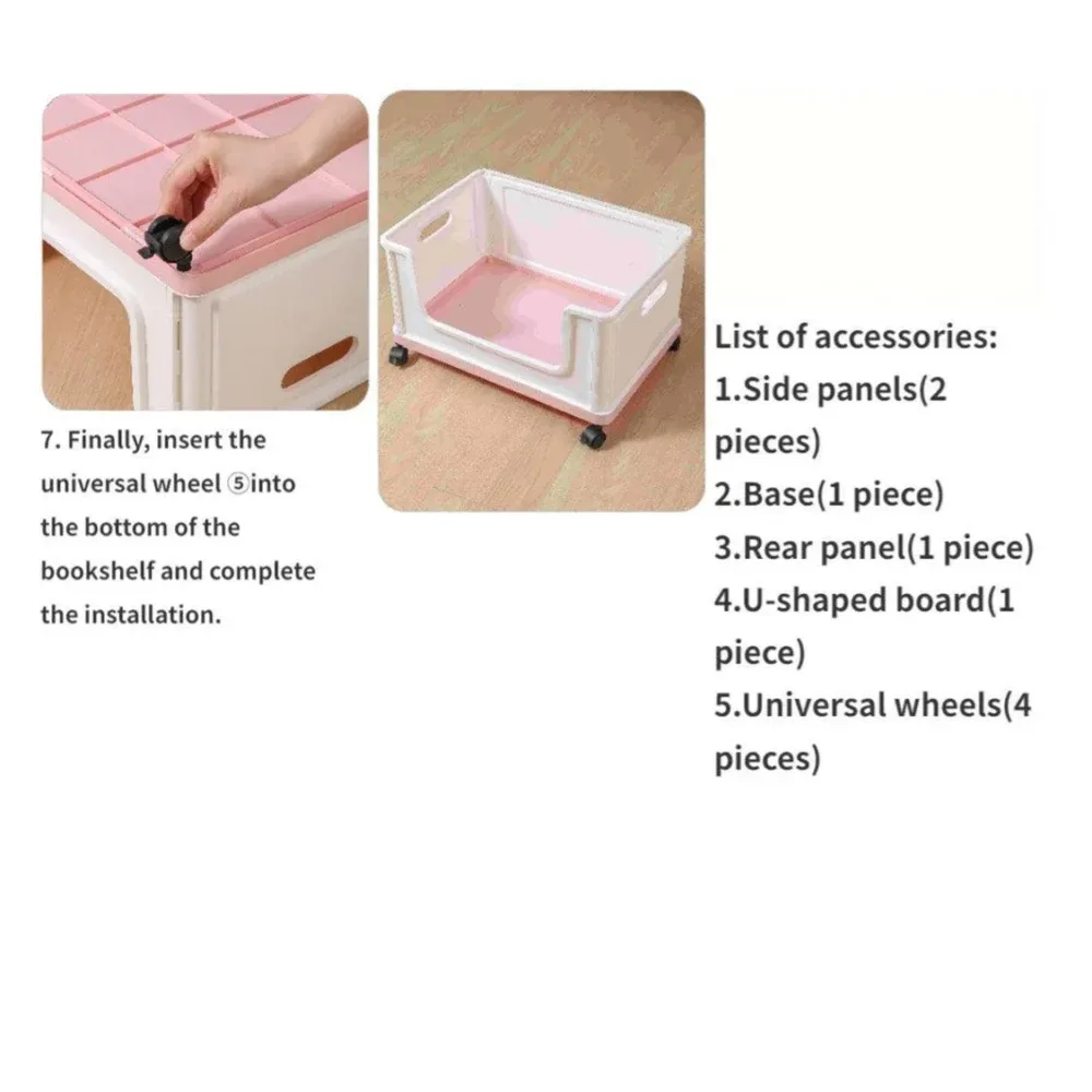 Under Desk Book Storage Box w/ Wheels Movable Classroom Student Organiser Rack