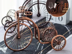 Vintage Tricycle Wine Rack Home Decoration Wine Organizer Ornament Holder