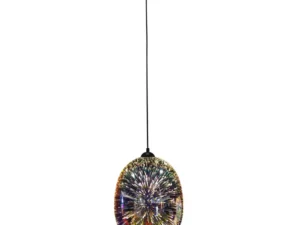 Moravian Glass Oval Pendant Light - Chrome