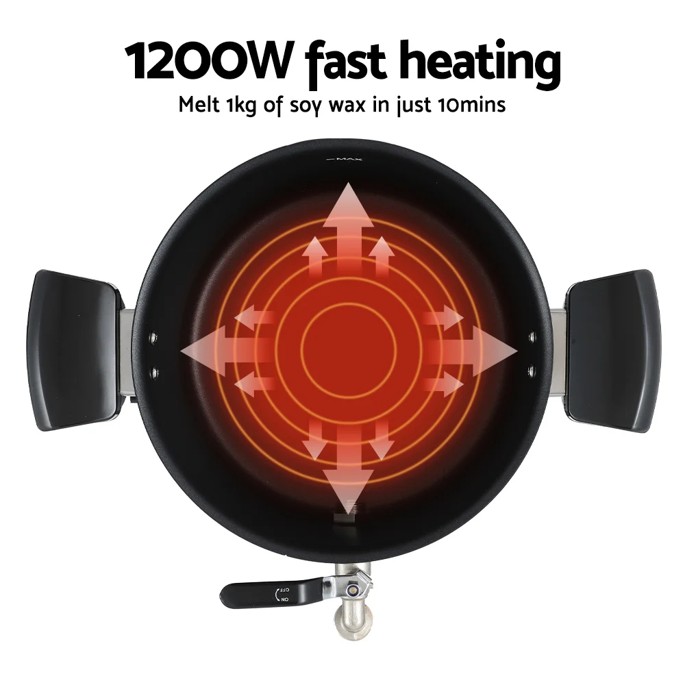 Devanti 5L Wax Melter Candle Making 1200W Melting Pot Furnace Quick Pour Spout