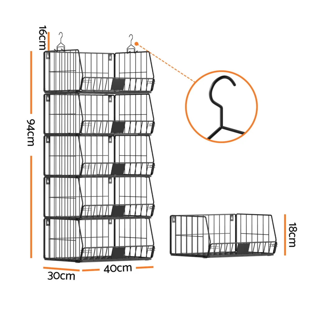 Artiss 5 Tier Stackable Closet Organizers & Storage Closet Hanging Storage