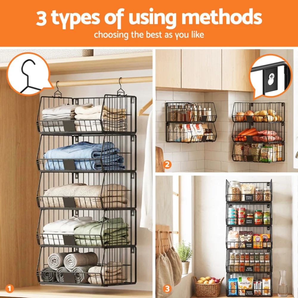 Artiss 5 Tier Stackable Closet Organizers & Storage Closet Hanging Storage