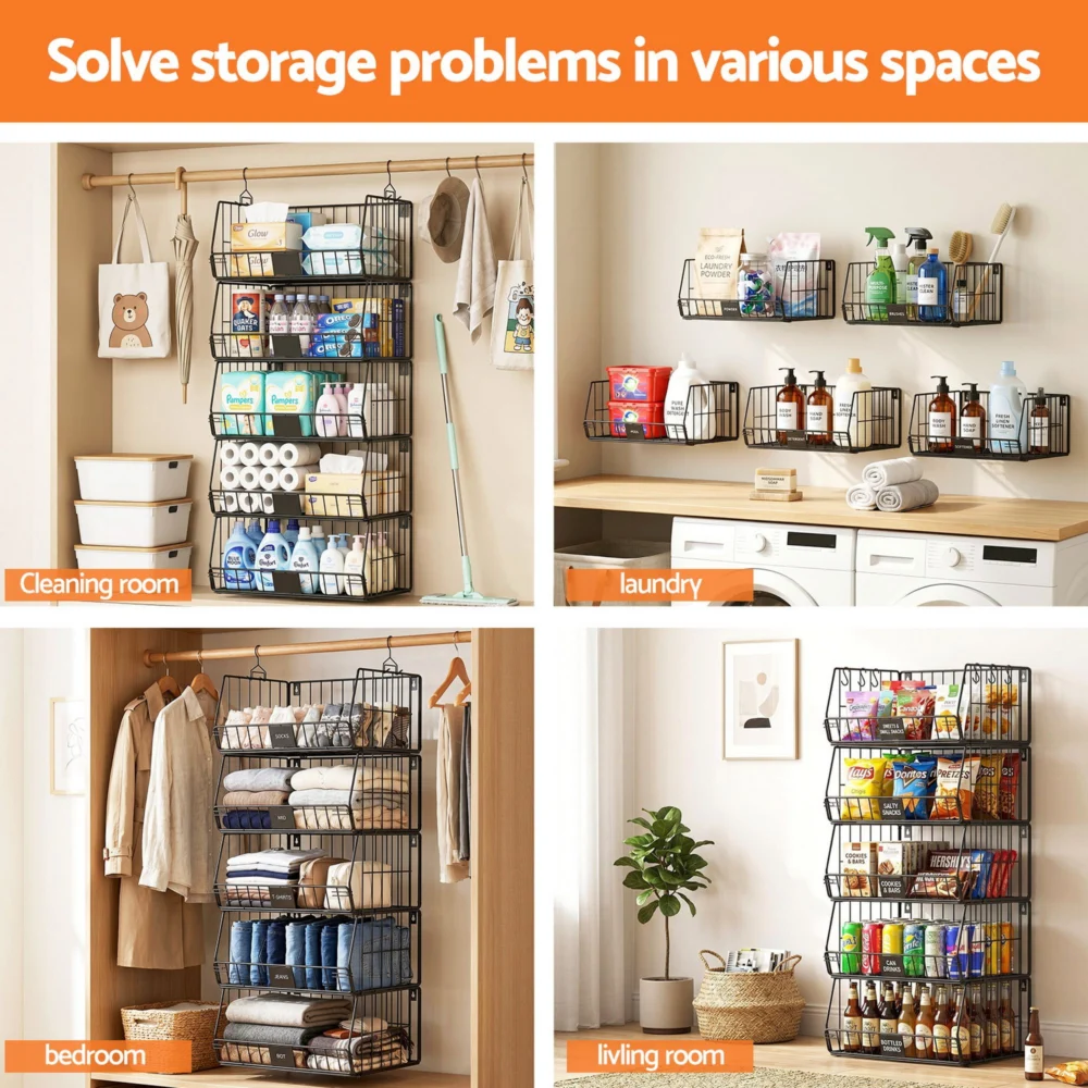 Artiss 5 Tier Stackable Closet Organizers & Storage Closet Hanging Storage