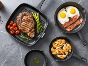 5-Star Chef Cast Iron Fry Pan Skillet Cookware Set Induction Black 14/16/20/24cm