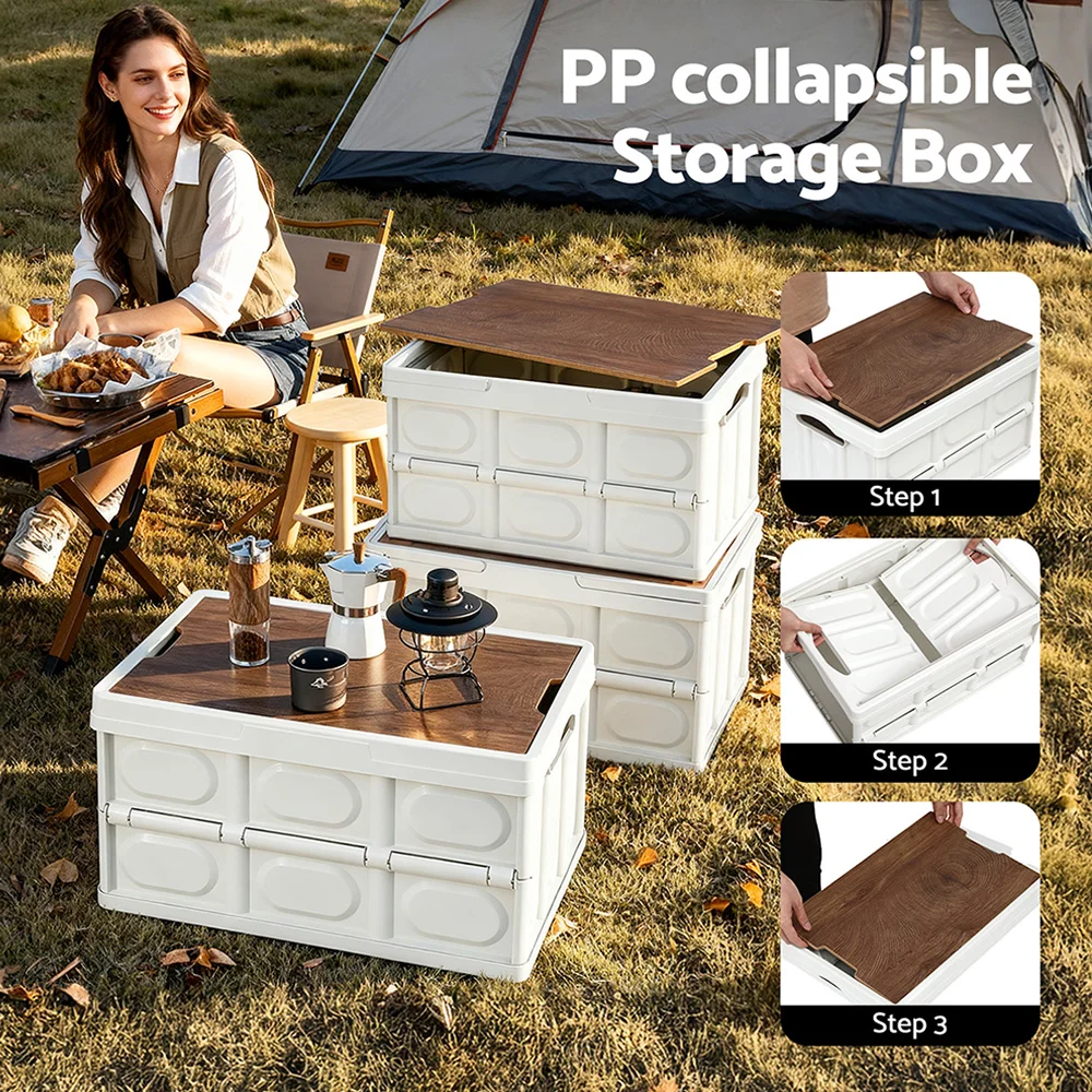 Gardeon Collapsible Outdoor Storage Box 50L Stackable Folding Camping Organizer