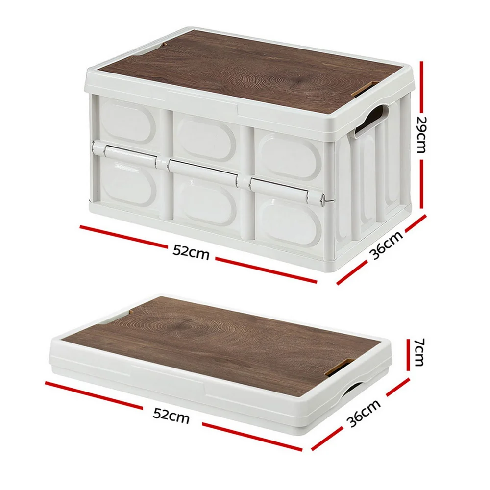 Gardeon Collapsible Outdoor Storage Box 50L Stackable Folding Camping Organizer