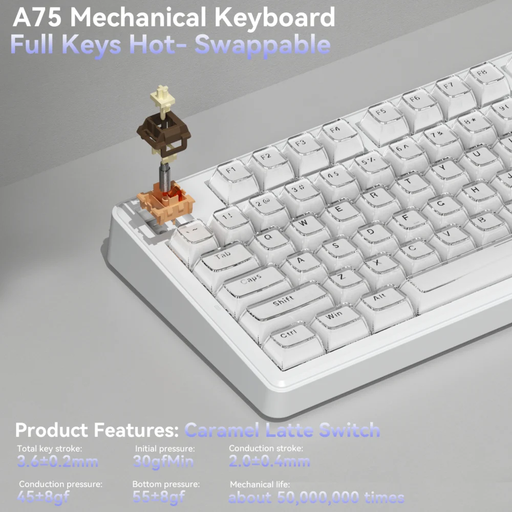SOLAKAKA A75 75% Gasket Mechanical Keyboard Tri-Mode Hot-Swap Knob