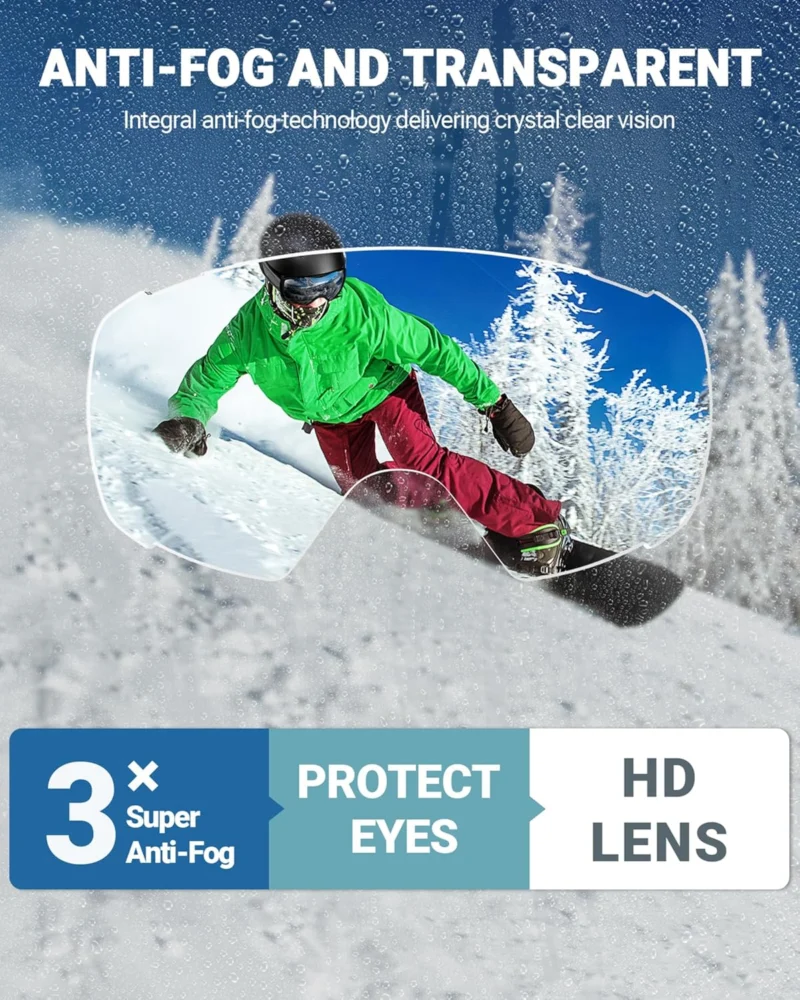 OutdoorMaster Ski Goggles w/ Cover Snowboard Snow Goggles OTG Anti-Fog -100% UV