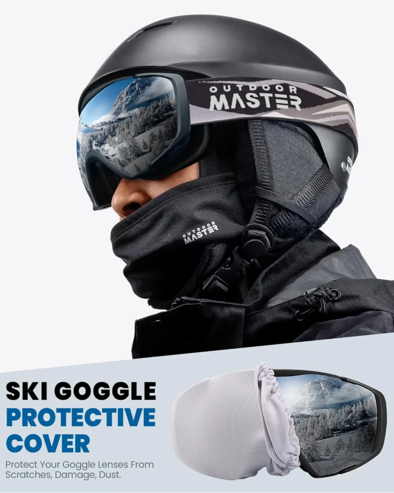 OutdoorMaster Ski Goggles w/ Cover Snowboard Snow Goggles OTG Anti-Fog -100% UV
