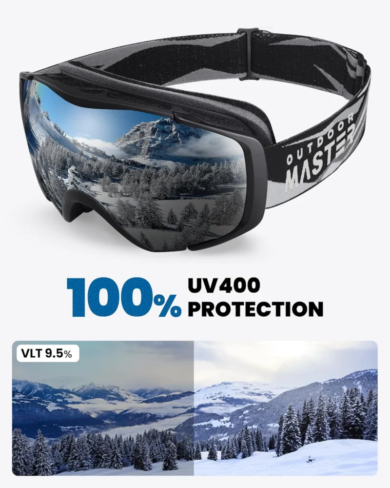 OutdoorMaster Ski Goggles w/ Cover Snowboard Snow Goggles OTG Anti-Fog -100% UV
