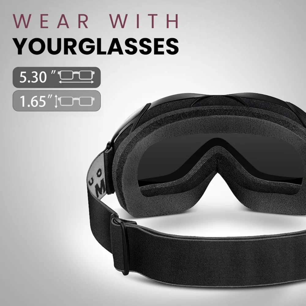 OutdoorMaster OTG Ski Goggles - Over Glasses Ski/Snowboard Goggles for Men