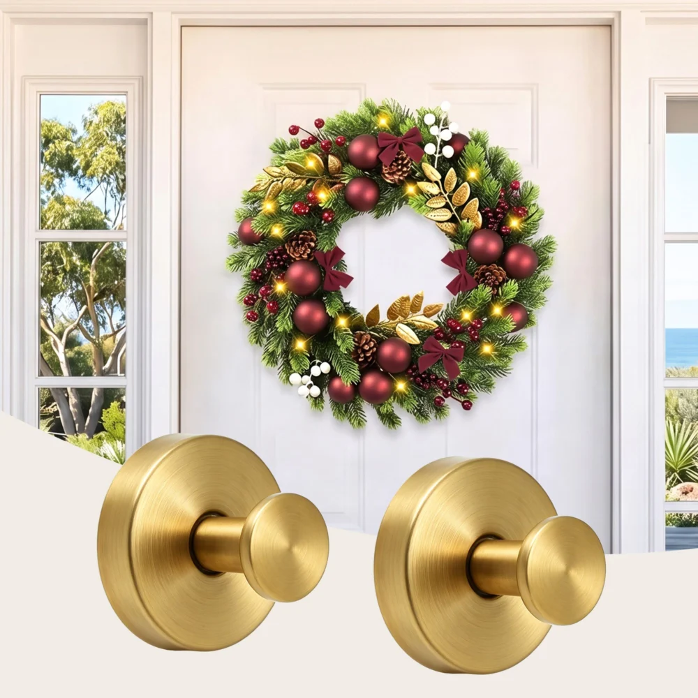 Jingle Jollys 2x Vacuum Suction Cup Christmas Wreath Hook Stainless Steel Heavy