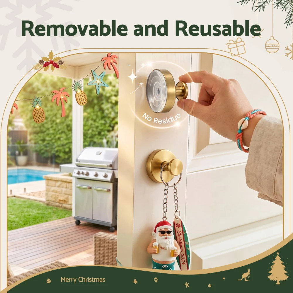 Jingle Jollys 2x Vacuum Suction Cup Christmas Wreath Hook Stainless Steel Heavy