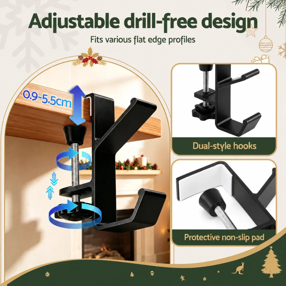 Jingle Jollys Christmas Stocking Set 4 Velvet Stockings 46.5cm & 4 No-Drill