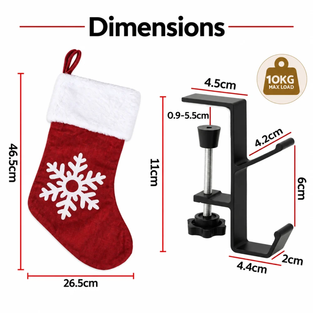 Jingle Jollys Christmas Stocking Set 4 Velvet Stockings 46.5cm & 4 No-Drill