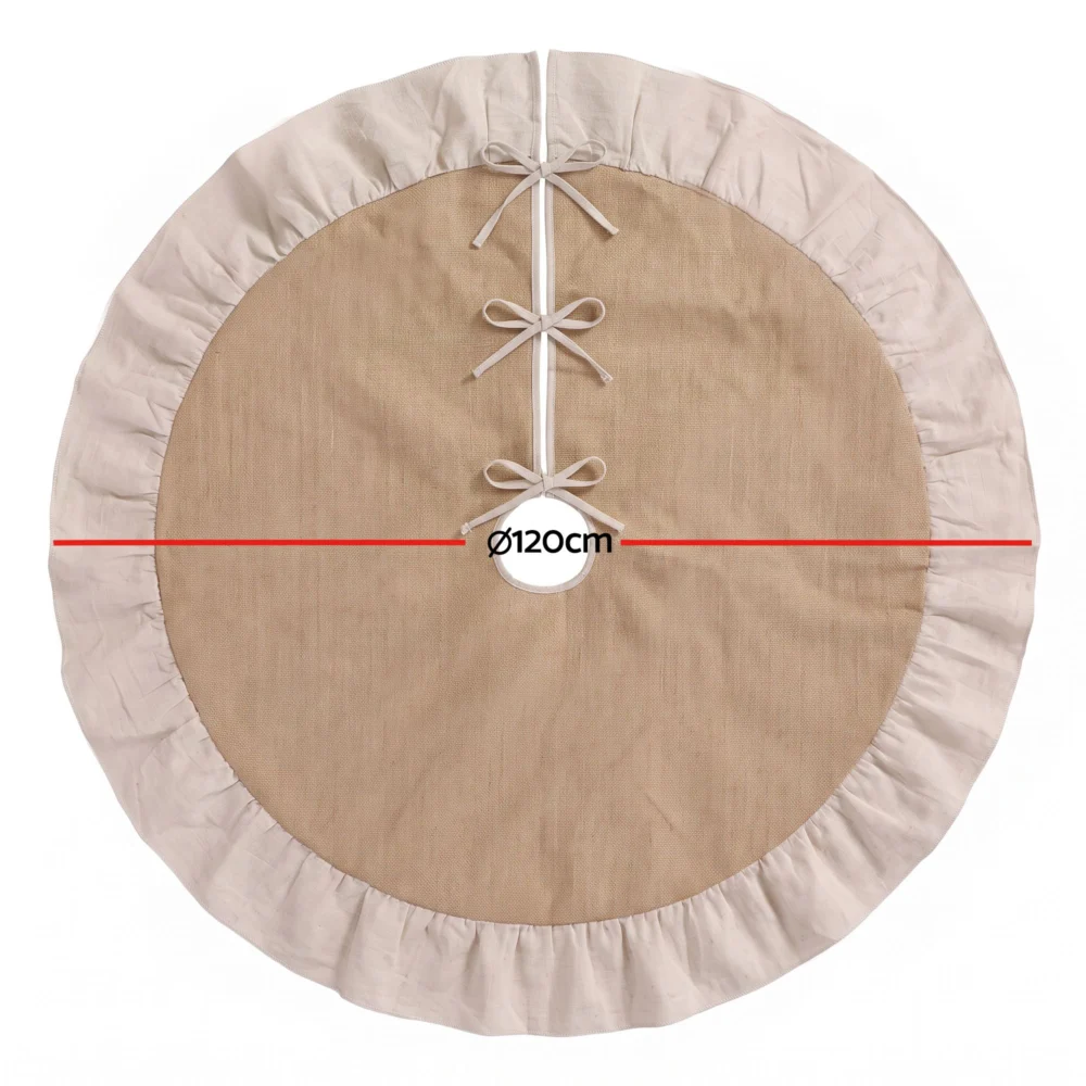 Jingle Jollys 120cm Christmas Tree Skirt Linen Christmas Tree Mat Decor