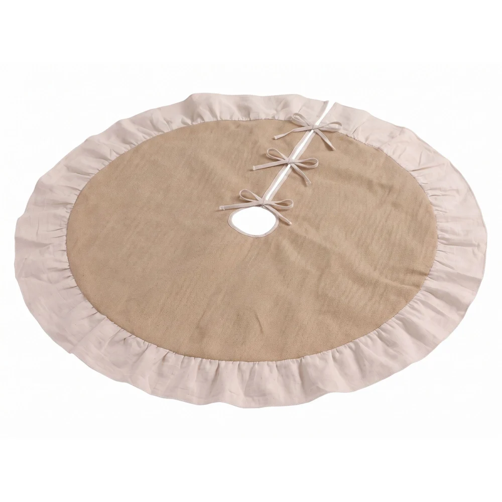 Jingle Jollys 120cm Christmas Tree Skirt Linen Christmas Tree Mat Decor