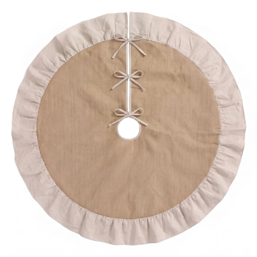 Jingle Jollys 120cm Christmas Tree Skirt Linen Christmas Tree Mat Decor