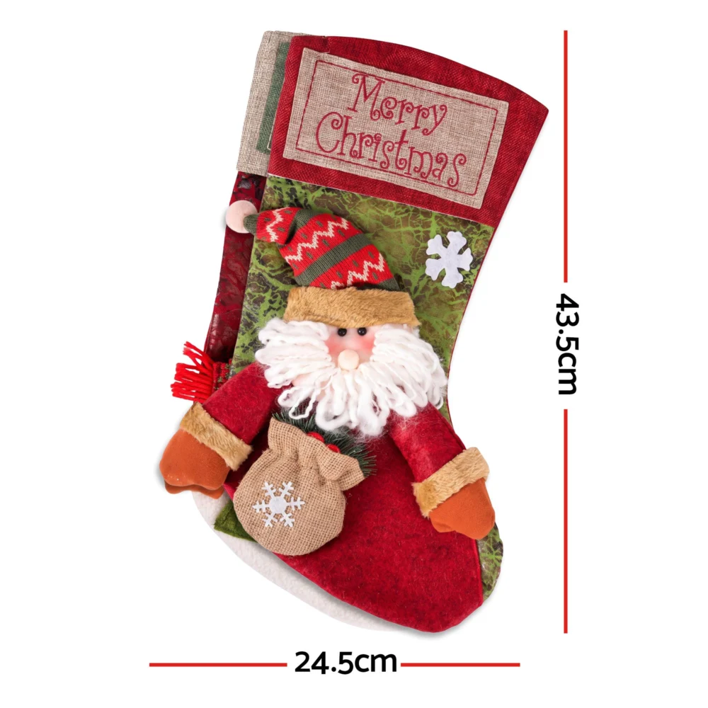 Jingle Jollys 4PCS Christmas Stockings Large 3D Plush Santa Snowman 43.5cm