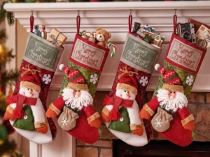 Jingle Jollys 4PCS Christmas Stockings Large 3D Plush Santa Snowman 43.5cm