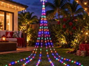 Jingle Jollys 3m Solar Christmas Lights Outdoor Fairy Waterfall Star Multicolour