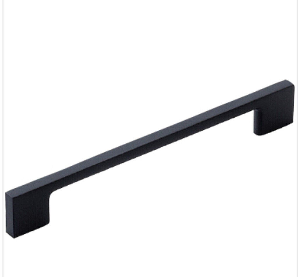 kitchen door handles matte black finish 1 x128 mm slimline D-square