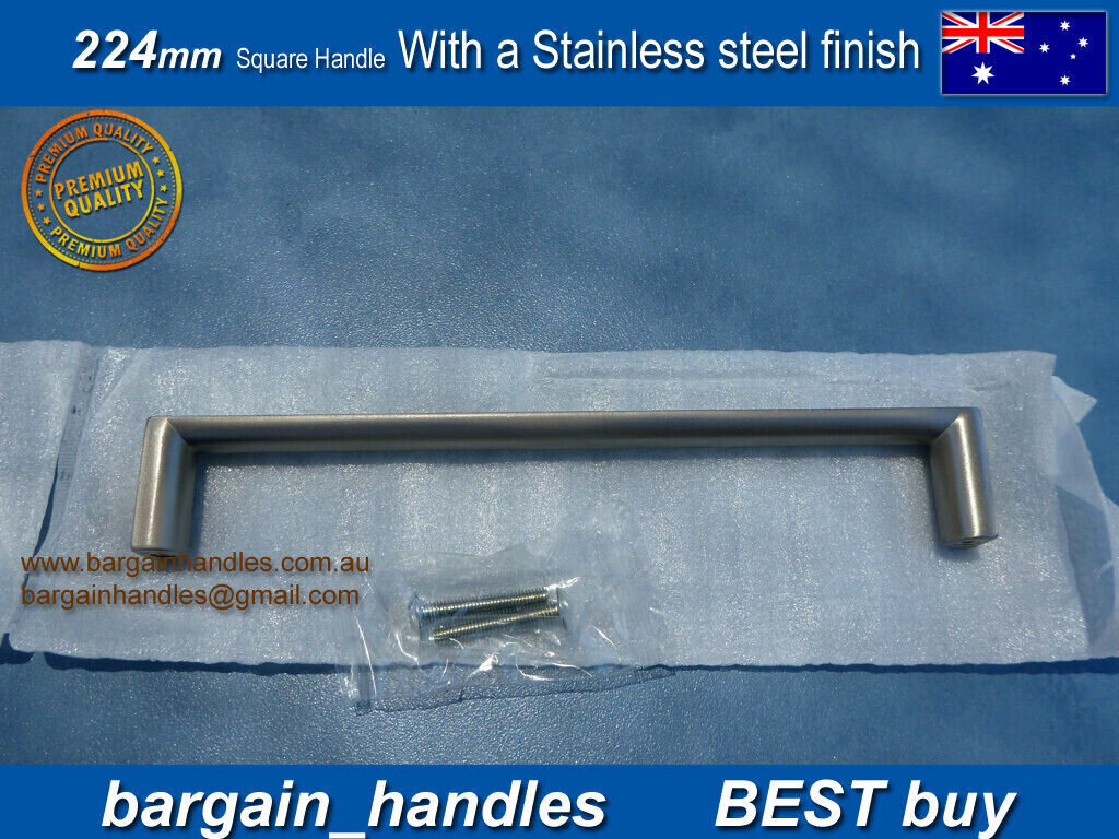 Cabinets Door Pulls D-Square With a Brushed Stainless Steel Finish 1 x 224 mm