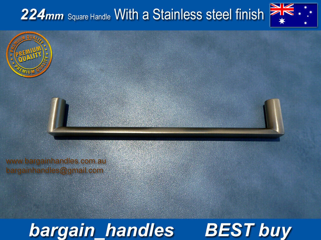 Cabinets Door Pulls D-Square With a Brushed Stainless Steel Finish 1 x 224 mm