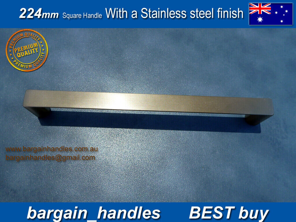 Cabinets Door Pulls D-Square With a Brushed Stainless Steel Finish 1 x 224 mm