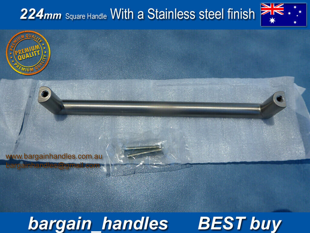 Cabinets Door Pulls D-Square With a Brushed Stainless Steel Finish 1 x 224 mm