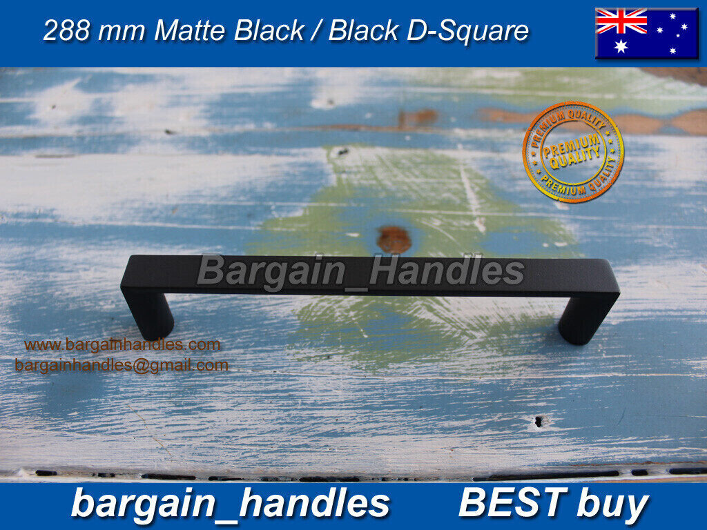 Matte Black Pull handles D-Square Kitchen Cabinet Door Drawer Dallas Black
