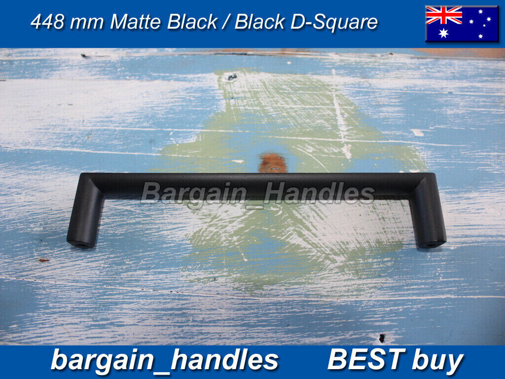 Matte Black Pull handles D-Square Kitchen Cabinet Door Drawer Dallas Black - 448mm